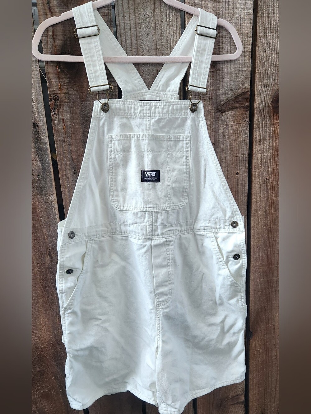 ✨🤍 Vans White Utility Short Overalls Romper Size L ✨